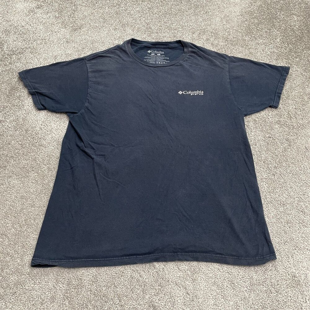 Columbia PFG Graphic T-Shirt Mens Large Blue Crew Neck Short Sleeve Casual Tee